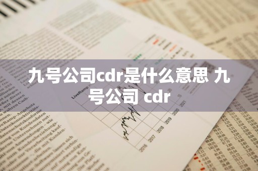 九号公司cdr是什么意思 九号公司 cdr