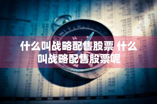 什么叫战略配售股票 什么叫战略配售股票呢