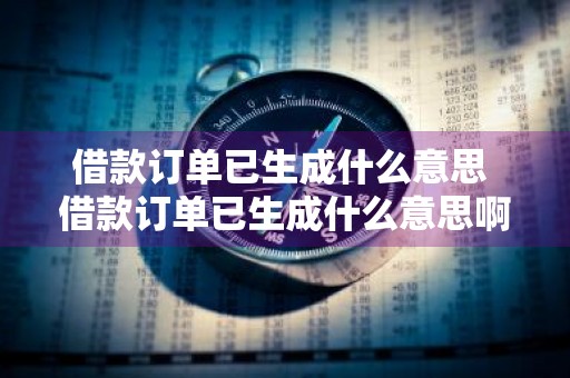 借款订单已生成什么意思 借款订单已生成什么意思啊