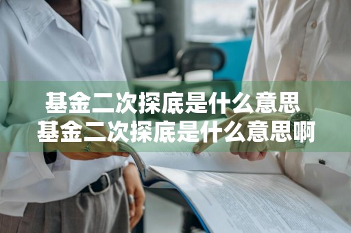基金二次探底是什么意思 基金二次探底是什么意思啊