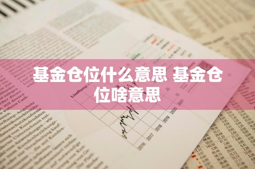 基金仓位什么意思 基金仓位啥意思
