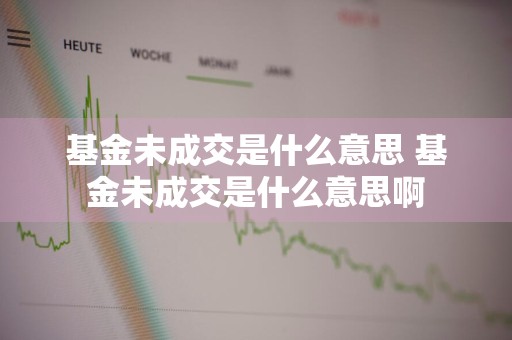 基金未成交是什么意思 基金未成交是什么意思啊
