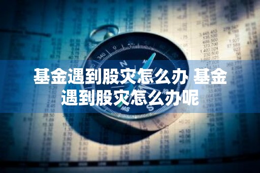 基金遇到股灾怎么办 基金遇到股灾怎么办呢