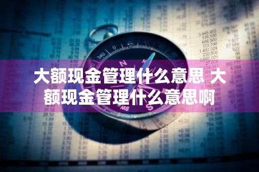 大额现金管理什么意思 大额现金管理什么意思啊