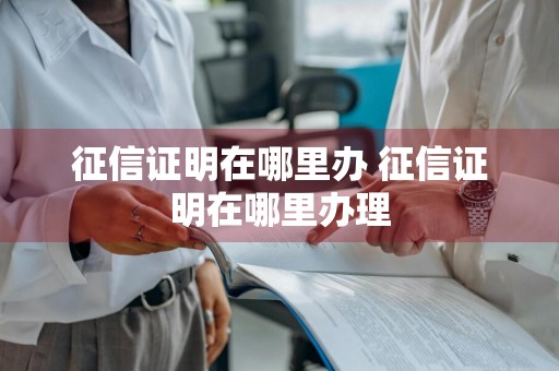 征信证明在哪里办 征信证明在哪里办理