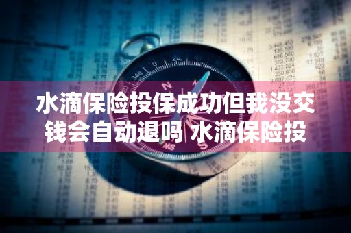 水滴保险投保成功但我没交钱会自动退吗 水滴保险投保成功但我没交钱会自动退吗