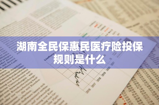 湖南全民保惠民医疗险投保规则是什么