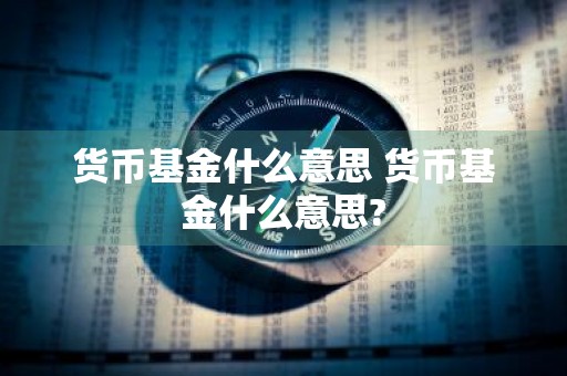 货币基金什么意思 货币基金什么意思?
