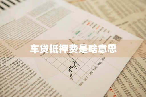 车贷抵押费是啥意思